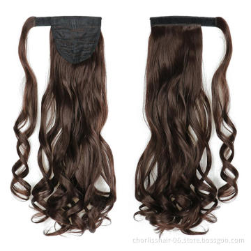 Wholesale Hot Sale Chorliss Natural Indian Virgin Cheveux Afro Curly Hair Ponytail For Black Women Synthetic Ponytail Extensions